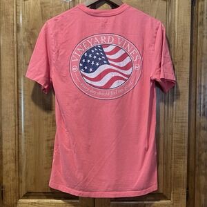 Vineyard Vines American Flag Pocket Jetty Red Short Sleeve Tee Men's Size‎ Small